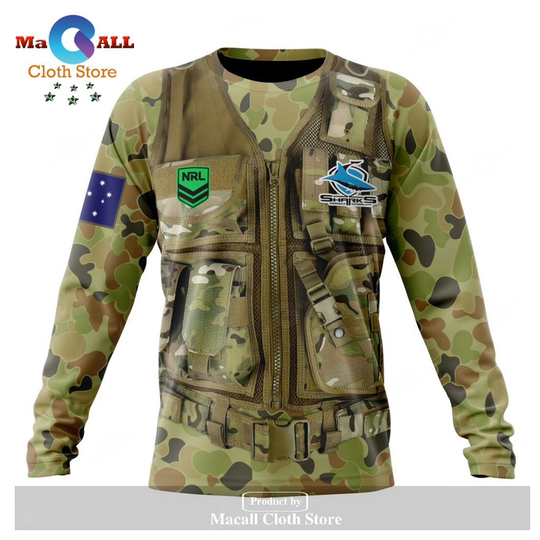 Personalized NRL Cronulla-Sutherland Sharks Special Military Camo Hoodie Sweatshirt 3D LIMITED EDITION Personalized NRL Cronulla-Sutherland Sharks Special Military Camo Hoodie Sweatshirt 3D LIMITED EDITION