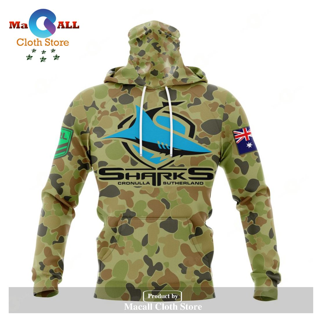 Personalized NRL Cronulla-Sutherland Sharks Special Military Camo Kits Hoodie Sweatshirt 3D LIMITED EDITION Personalized NRL Cronulla-Sutherland Sharks Special Military Camo Kits Hoodie Sweatshirt 3D LIMITED EDITION