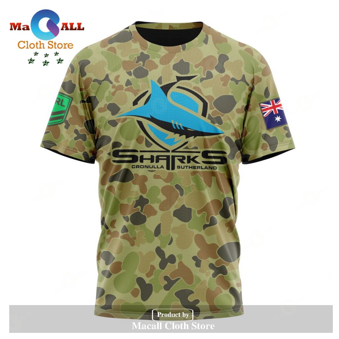 Personalized NRL Cronulla-Sutherland Sharks Special Military Camo Kits Hoodie Sweatshirt 3D LIMITED EDITION Personalized NRL Cronulla-Sutherland Sharks Special Military Camo Kits Hoodie Sweatshirt 3D LIMITED EDITION