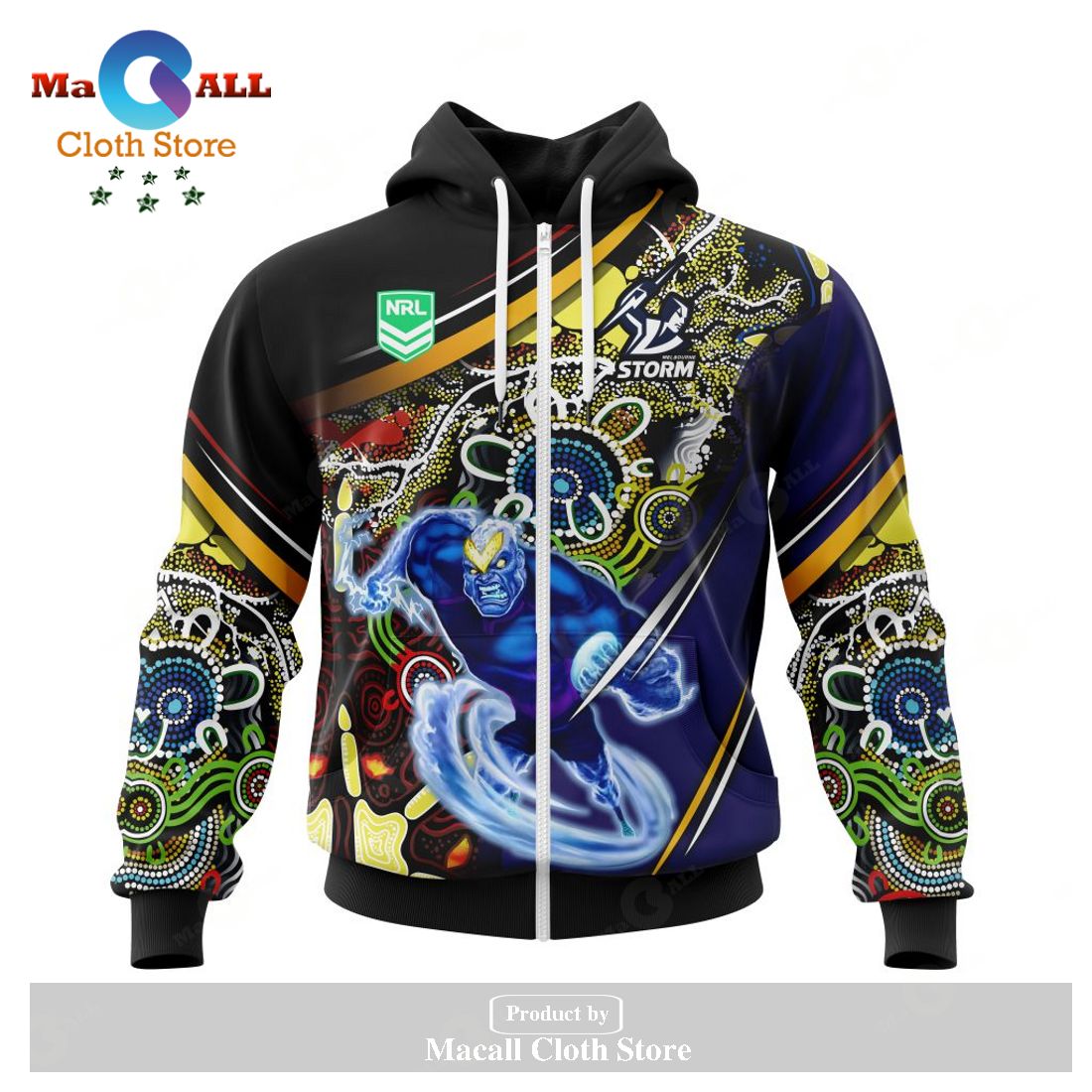 Personalized NRL Melbourne Storm - Specialized Indigenous Concept With Team Mascot Hoodie Sweatshirt 3D LIMITED EDITION Personalized NRL Melbourne Storm - Specialized Indigenous Concept With Team Mascot Hoodie Sweatshirt 3D LIMITED EDITION