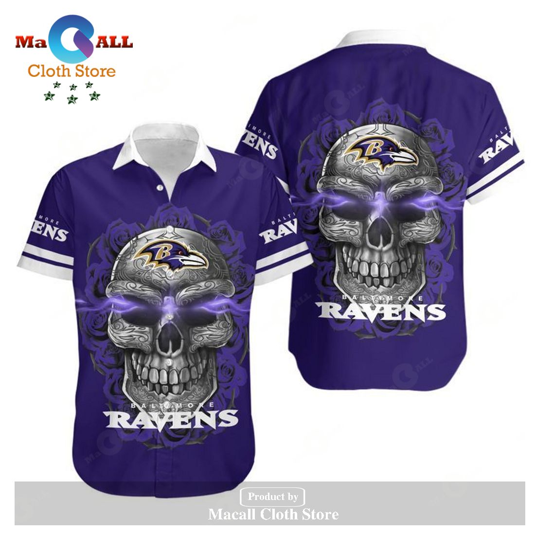 Baltimore Ravens Sugar Skull NFL Gift For Fan Hawaiian Graphic Print Shirt and Short LIMITED EDITION