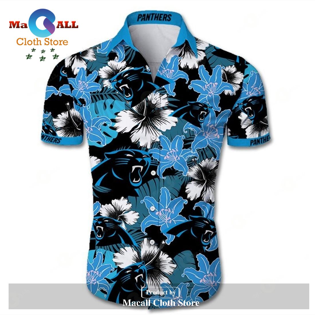 Beach Shirt Carolina Panthers Hawaiian Shirt Tropical Flower Short Sleeve Slim Fit Body LIMITED EDITION