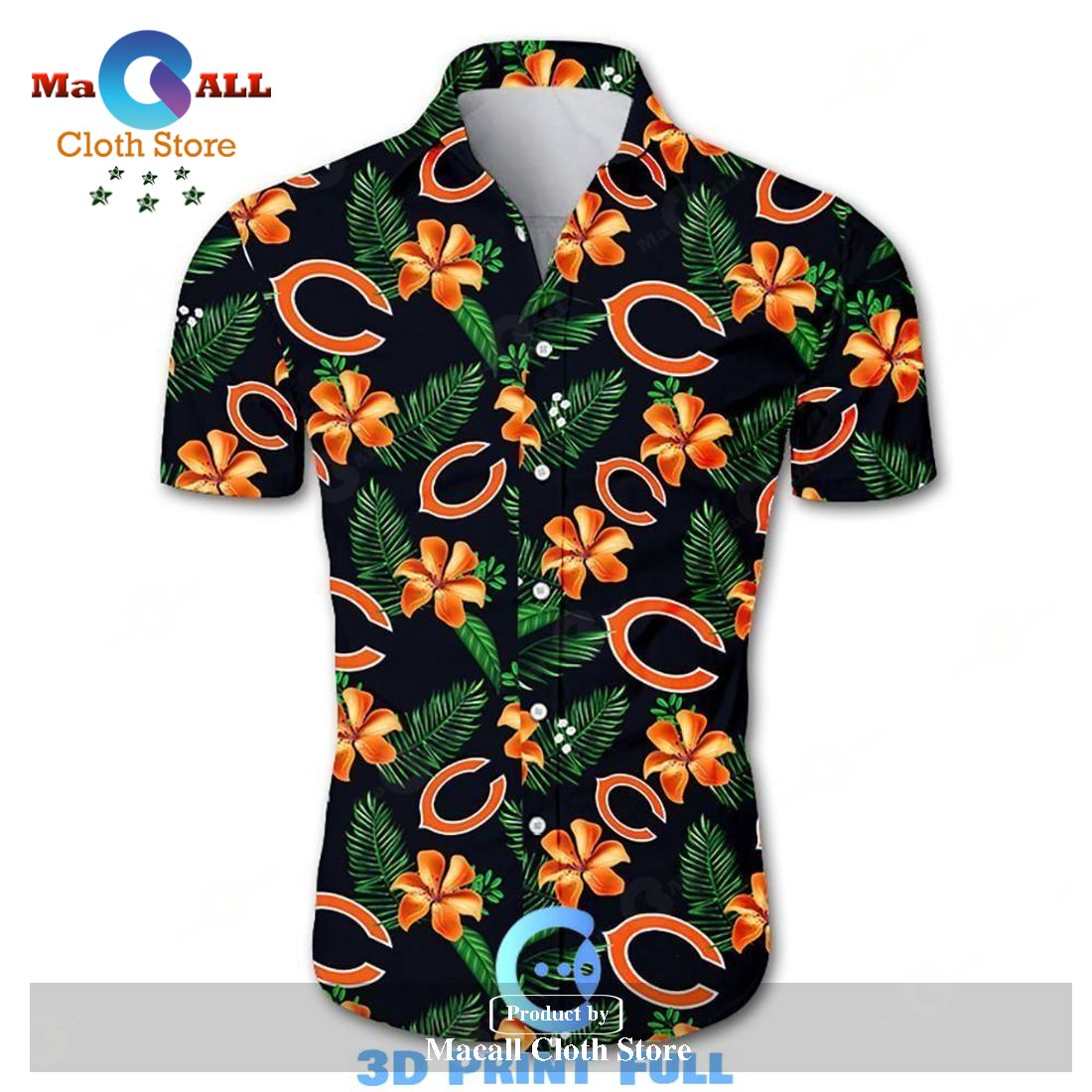 Beach Shirt NFL Chicago bears tropical flower Hawaiian Shirt White LIMITED EDITION Beach Shirt NFL Chicago bears tropical flower Hawaiian Shirt White LIMITED EDITION