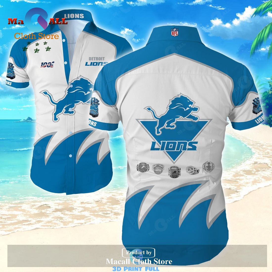 Beach Shirt Nfl Detroit Lions Hawaiian Shirt Tropical Shirt Mens Floral LIMITED EDITION