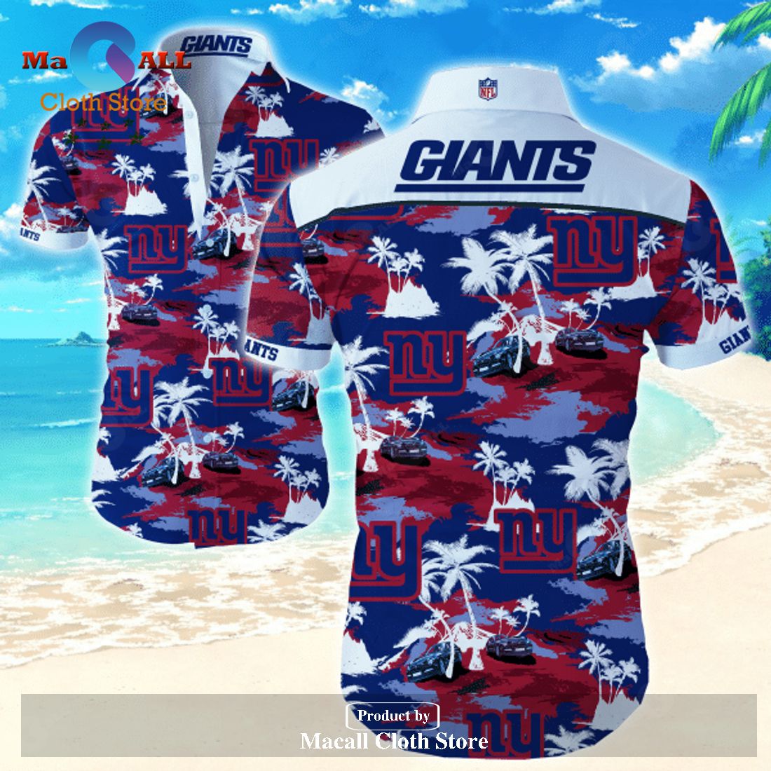 New York Giants Aloha Mick Pattern Hawaiian Shirt For Fans - Limotees