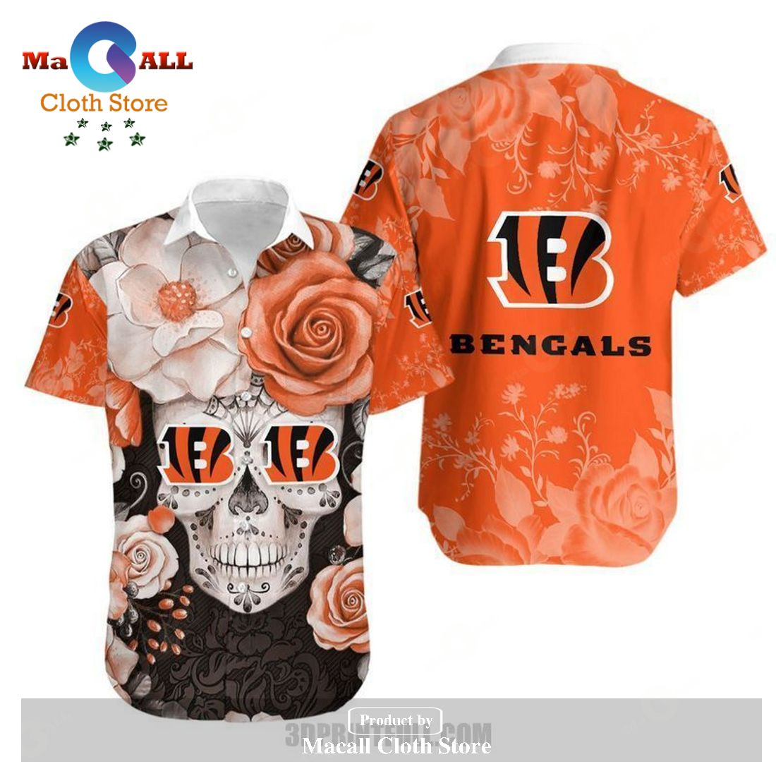 Cincinnati Bengals Skull NFL Gift For Fan Hawaiian Graphic Print Short LIMITED EDITION