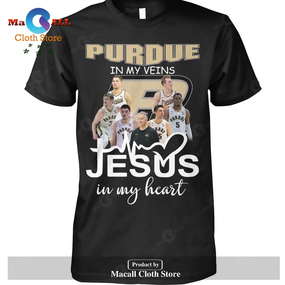 Purdue Boilermakers In My Veins Jesus In My Heart-Unisex T-Shirt Hoodie Sweatshirt