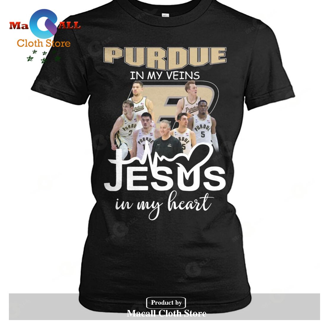 Purdue Boilermakers In My Veins Jesus In My Heart-Unisex T-Shirt Hoodie Sweatshirt