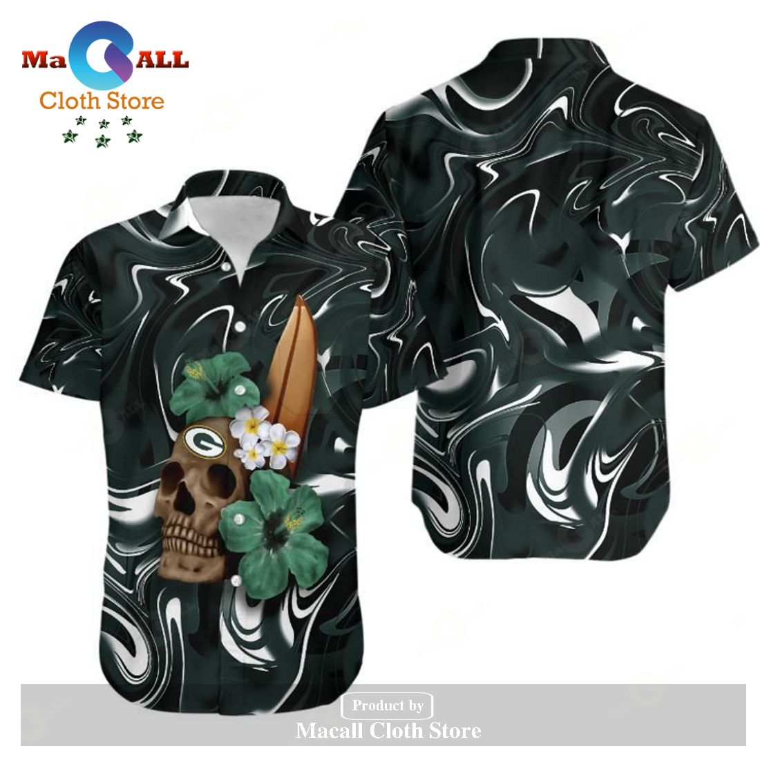 Green Bay Packers Nfl Football The Champion Skull Strong Design Hawaiian  Shirt And Beach Short Gift For Men Women