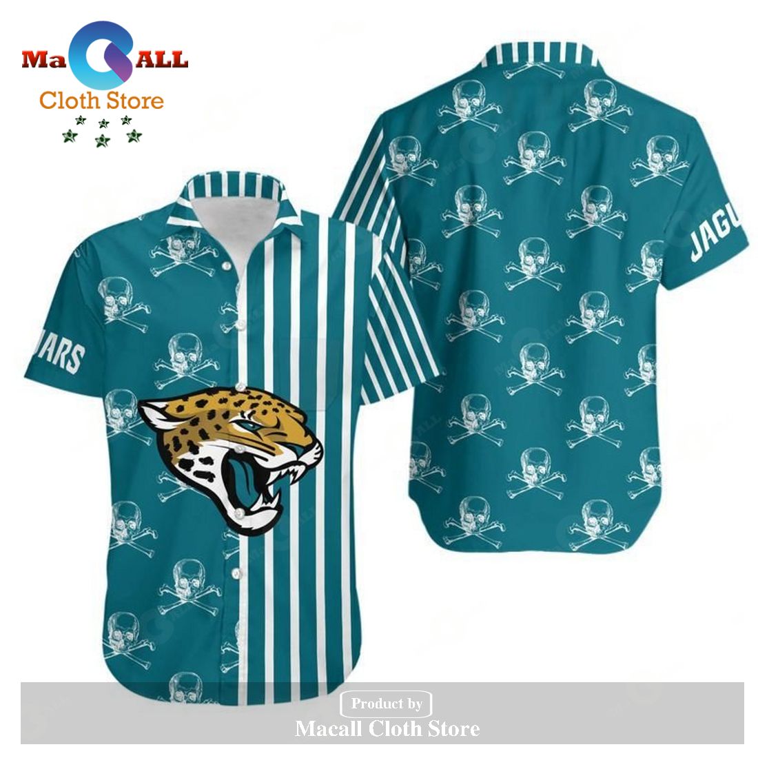 Jacksonville Jaguars Stripes and Skull Hawaii Shirt and Shorts Summer Collection LIMITED EDITION Jacksonville Jaguars Stripes and Skull Hawaii Shirt and Shorts Summer Collection LIMITED EDITION