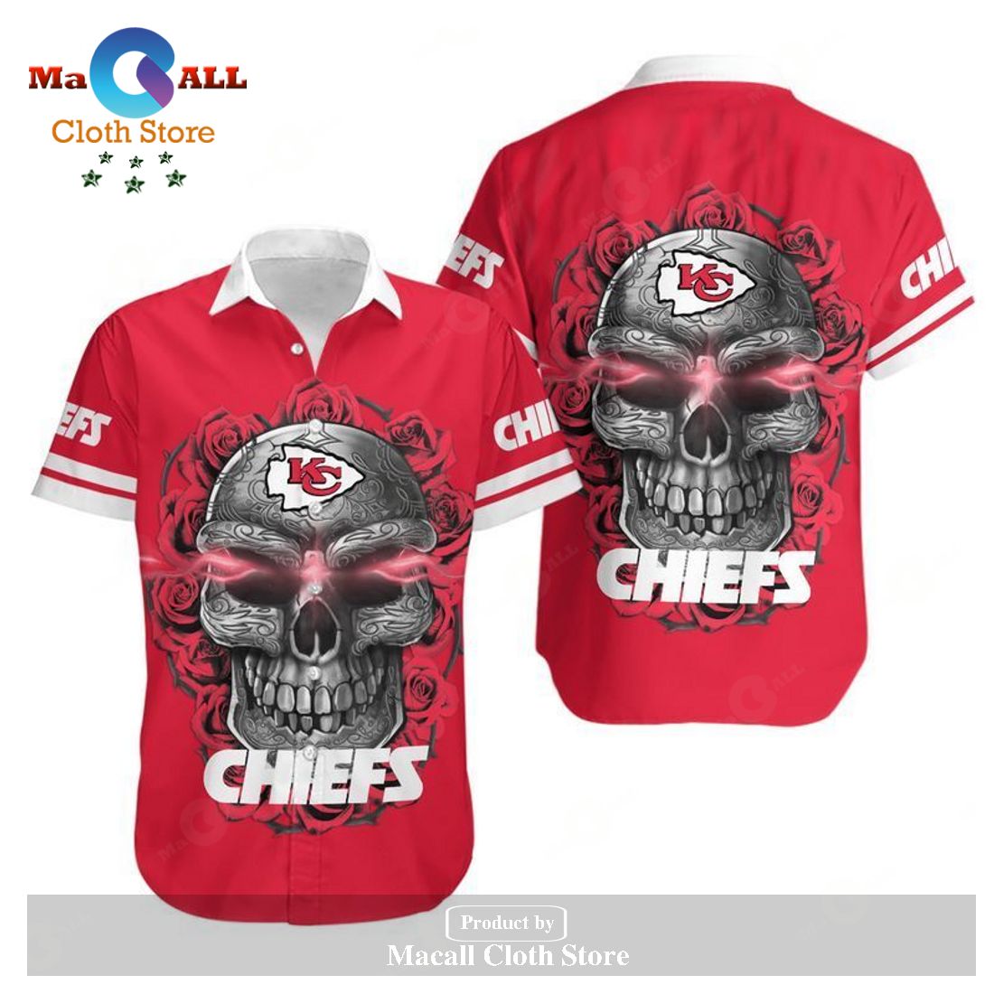 Personalized Name Skull Graphic Kansas City Chiefs Hawaiian Shirt For Fans  - Bring Your Ideas, Thoughts And Imaginations Into Reality Today