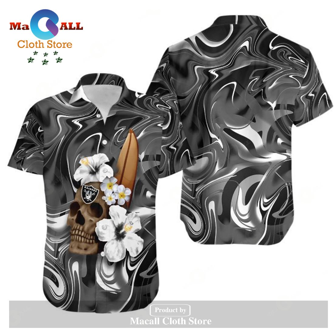Las Vegas Raiders Skull and Hibiscus Flower NFL Gift For Fan Hawaii Shirt and Short LIMITED EDITION Las Vegas Raiders Skull and Hibiscus Flower NFL Gift For Fan Hawaii Shirt and Short LIMITED EDITION