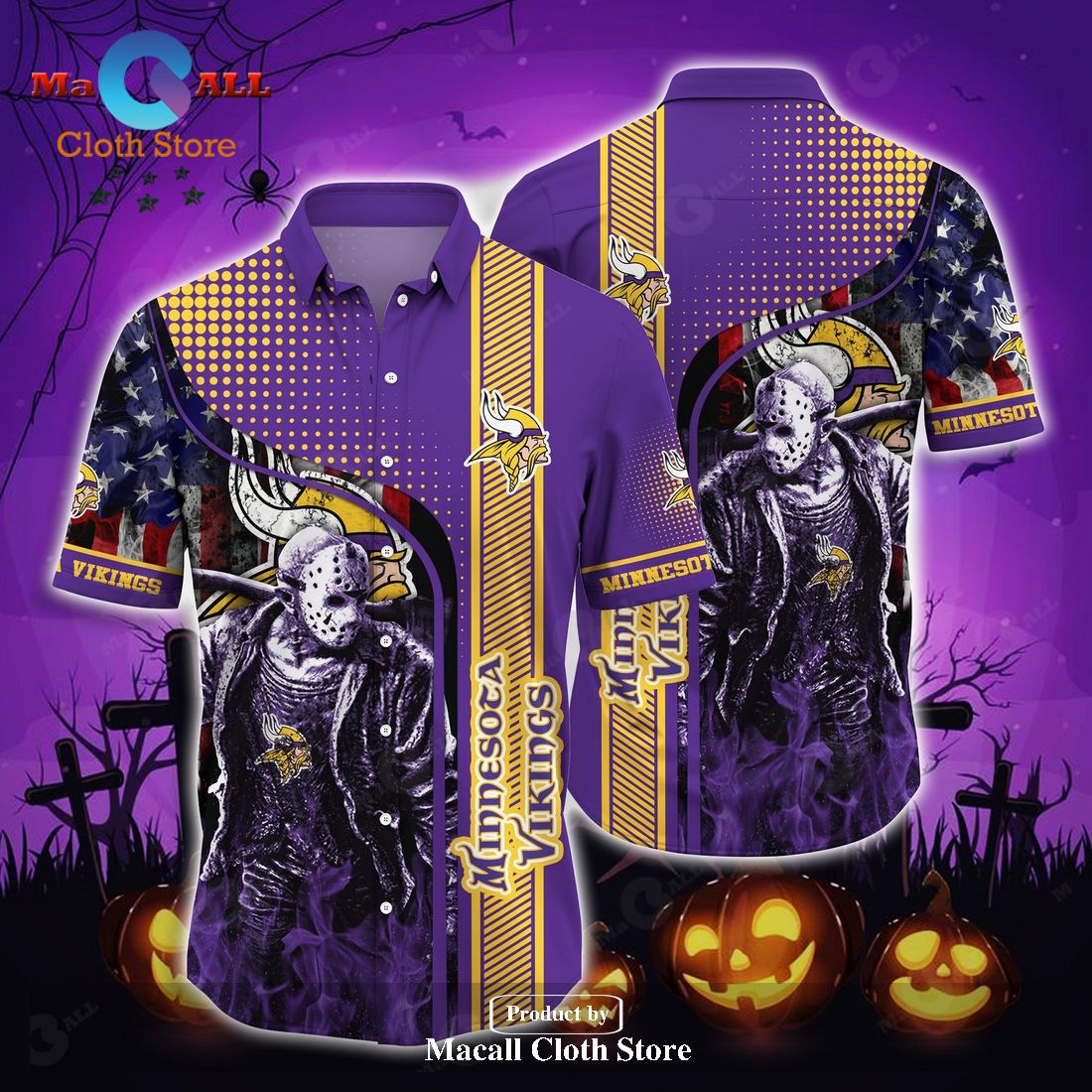 Minnesota Vikings Halloween-Aloha Shirt Halloween Hawaiian Shirt and Short For Men Women LIMITED EDITION