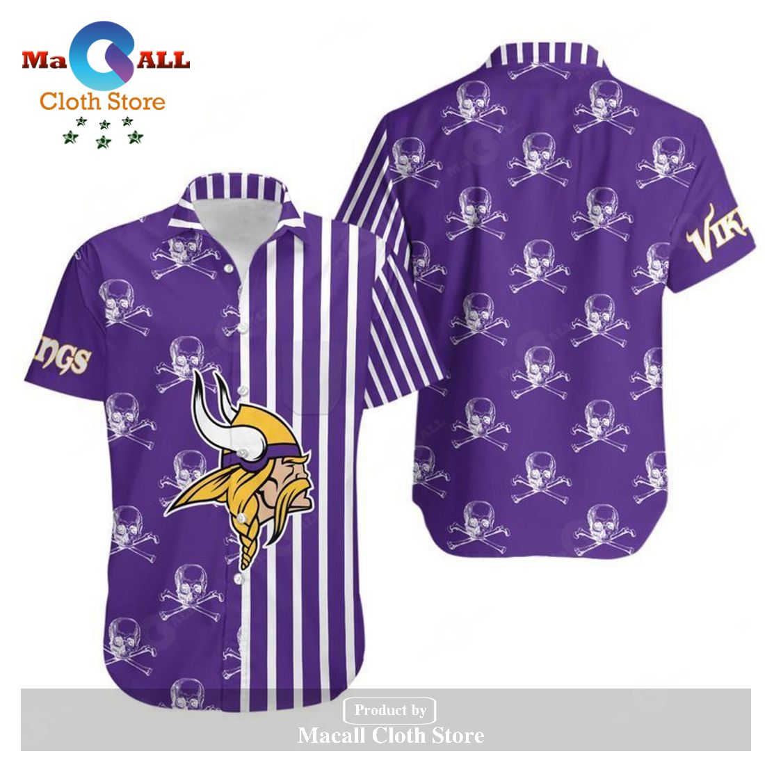 Minnesota Vikings Stripes and Skull Hawaii Shirt and Shorts Summer Collections LIMITED EDITION