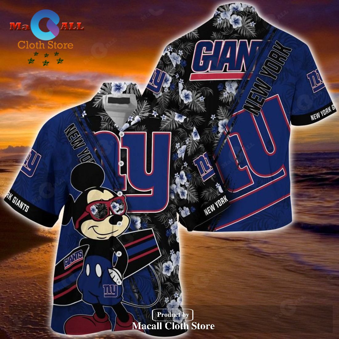 New York Giants Aloha Mick Pattern Hawaiian Shirt For Fans - Limotees