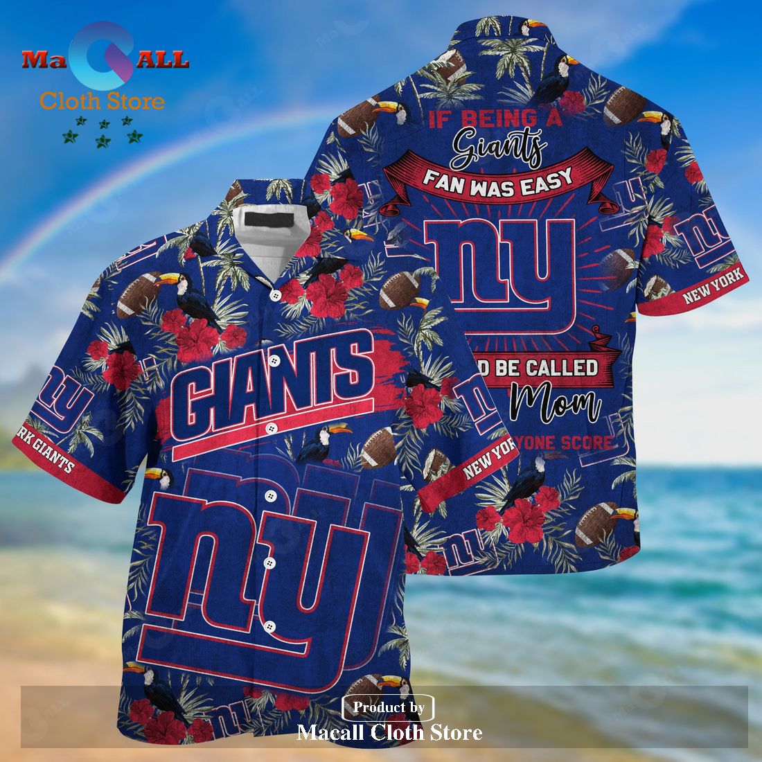 New York Giants Aloha Mick Pattern Hawaiian Shirt For Fans - Limotees