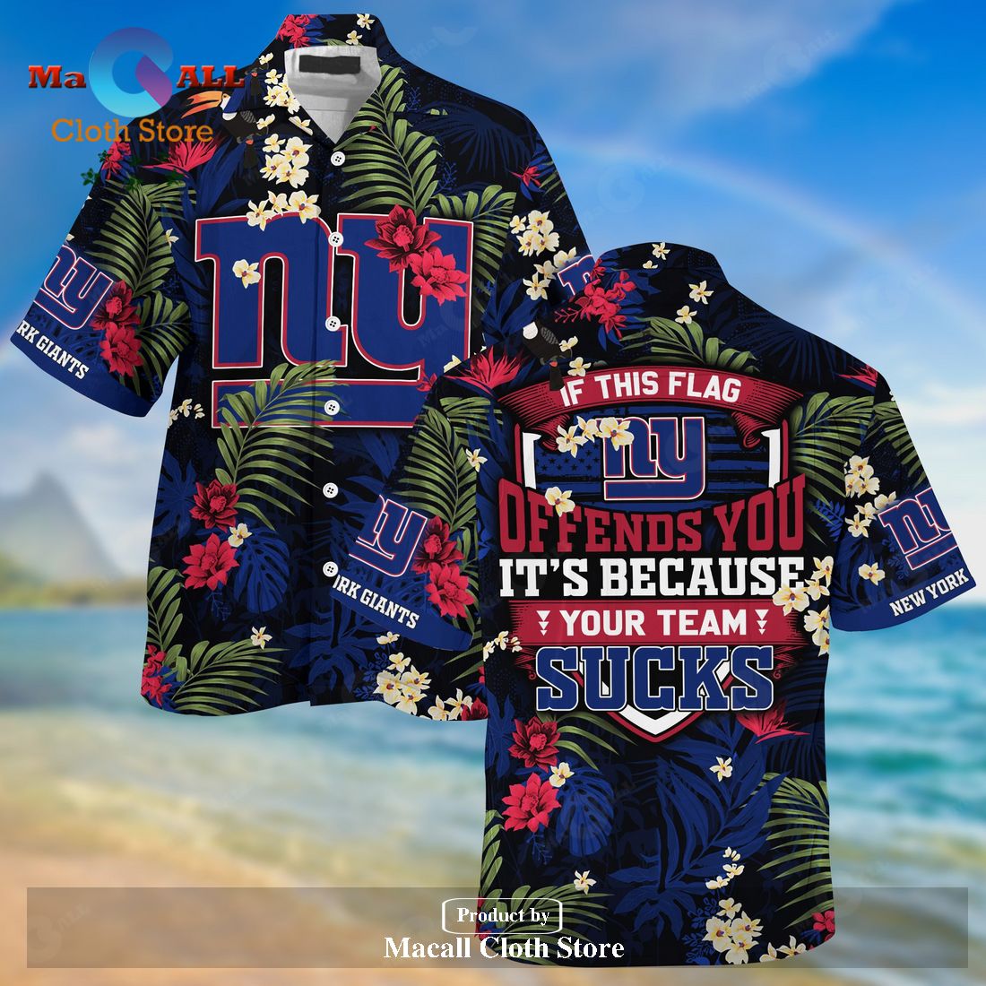 New York Giants NFL Summer Hawaiian Shirt And Short Tropical