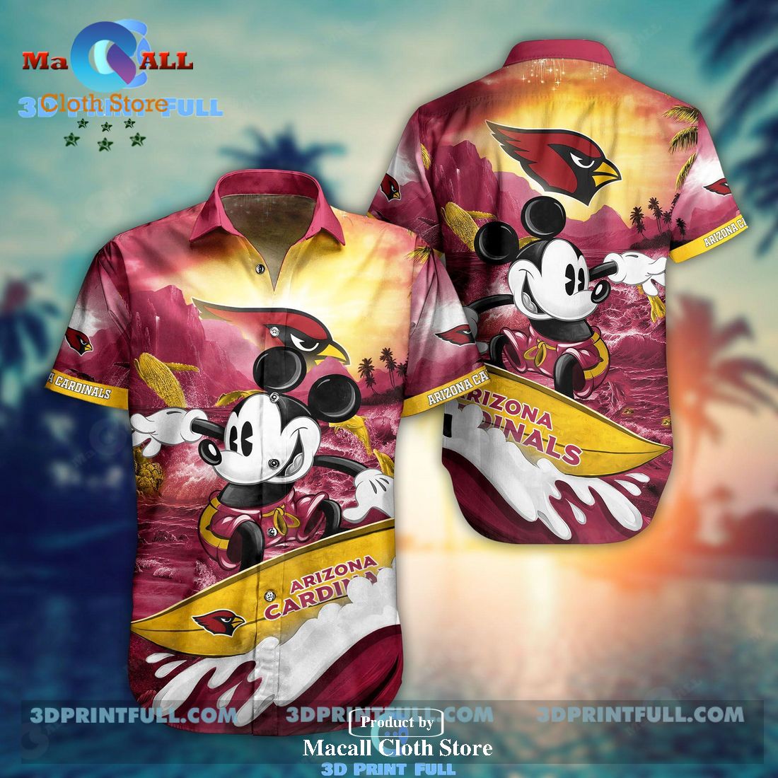 NFL Arizona Cardinals Hawaiian Shirt Mickey Mouse Summer LIMITED EDITION