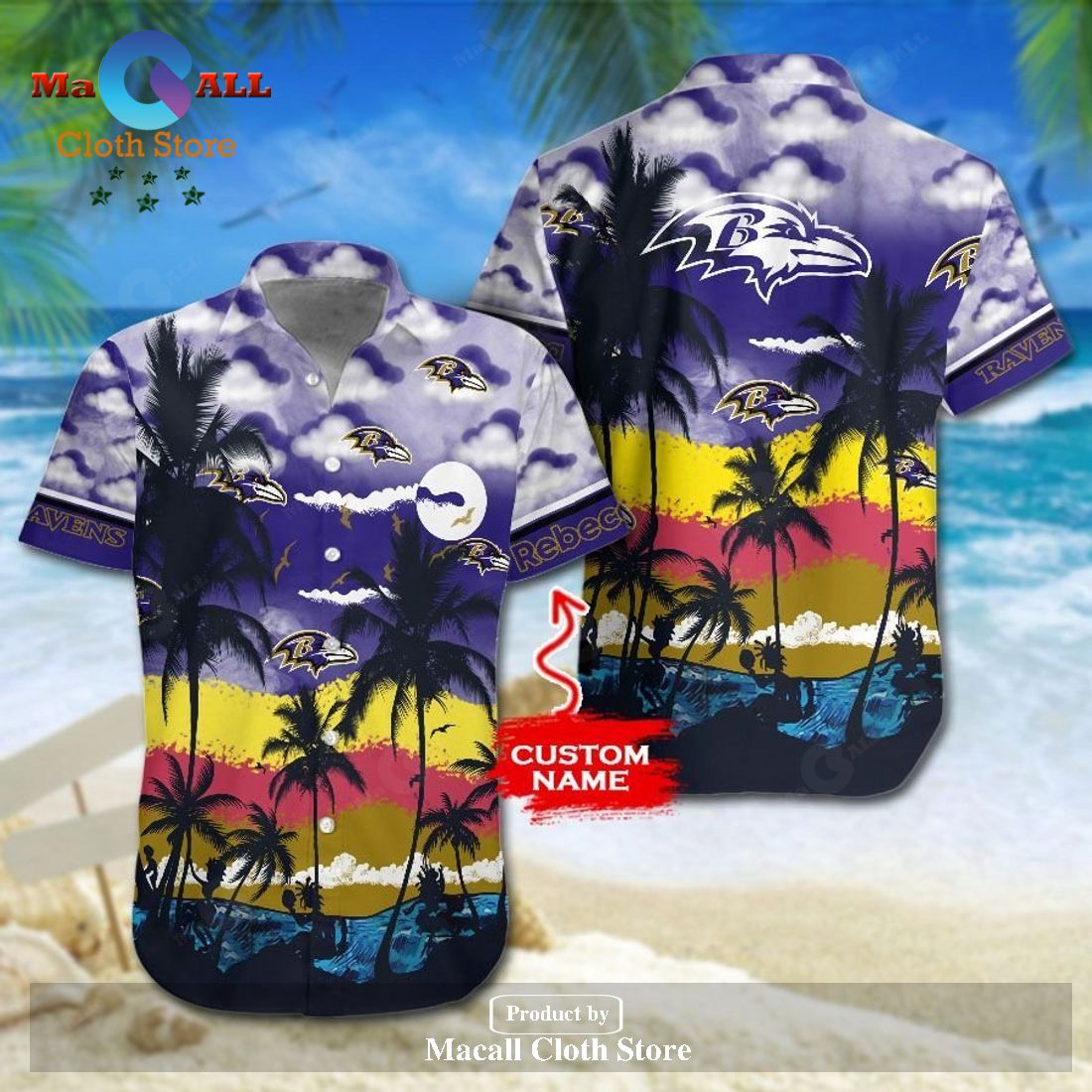 NFL Baltimore Ravens Hawaiian Shirt And Shorts LIMITED EDITION NFL Baltimore Ravens Hawaiian Shirt And Shorts LIMITED EDITION