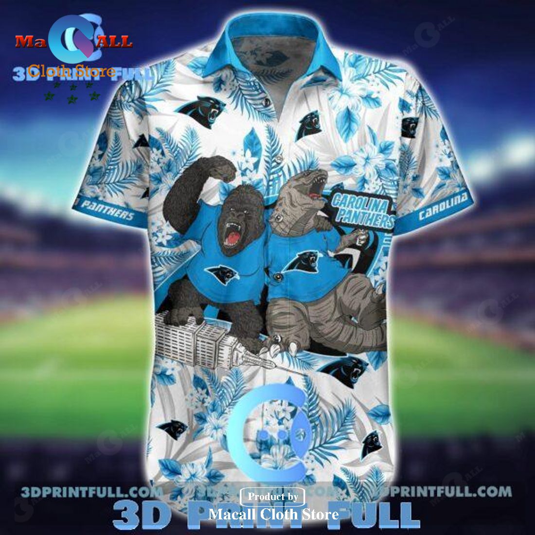 NFL Carolina Panthers Hawaiian Shirt Short Kingkong Godzilla LIMITED EDITION