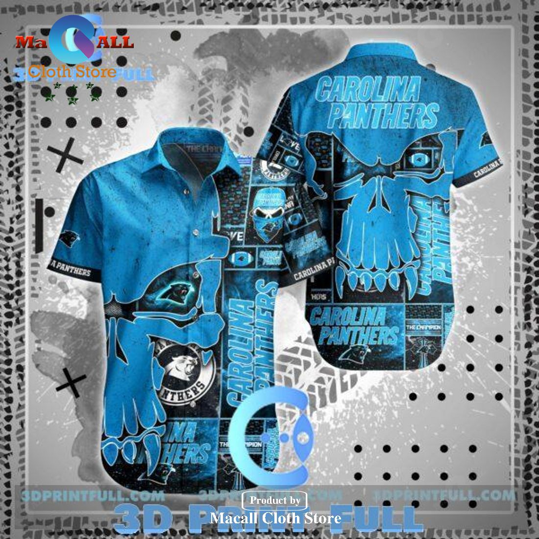 NFL Carolina Panthers Hawaiian Shirt Style Short Skull All over print LIMITED EDITION