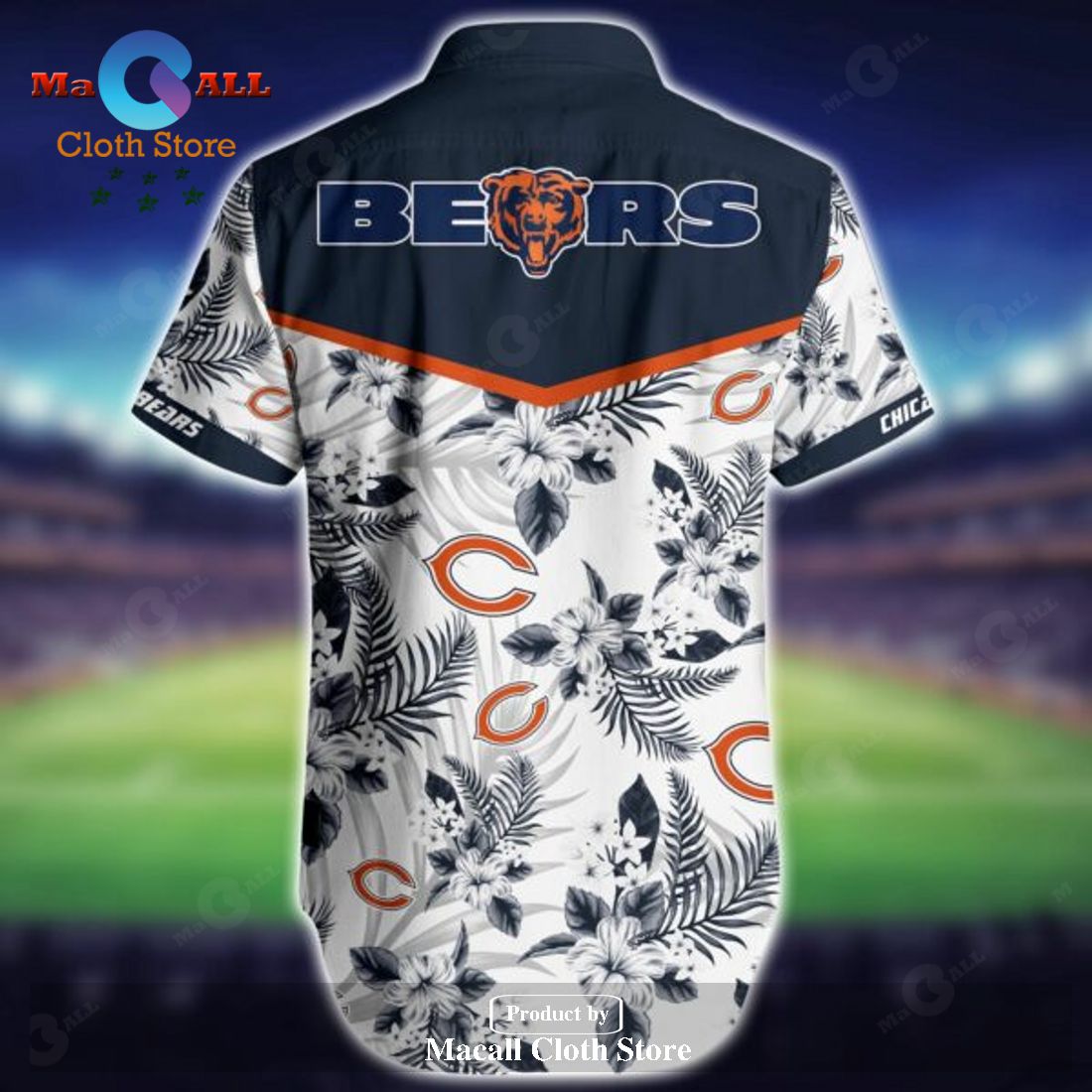 Kingkong Godzilla: NFL Chicago Bears Hawaiian Shirt, Short - Trendy Aloha