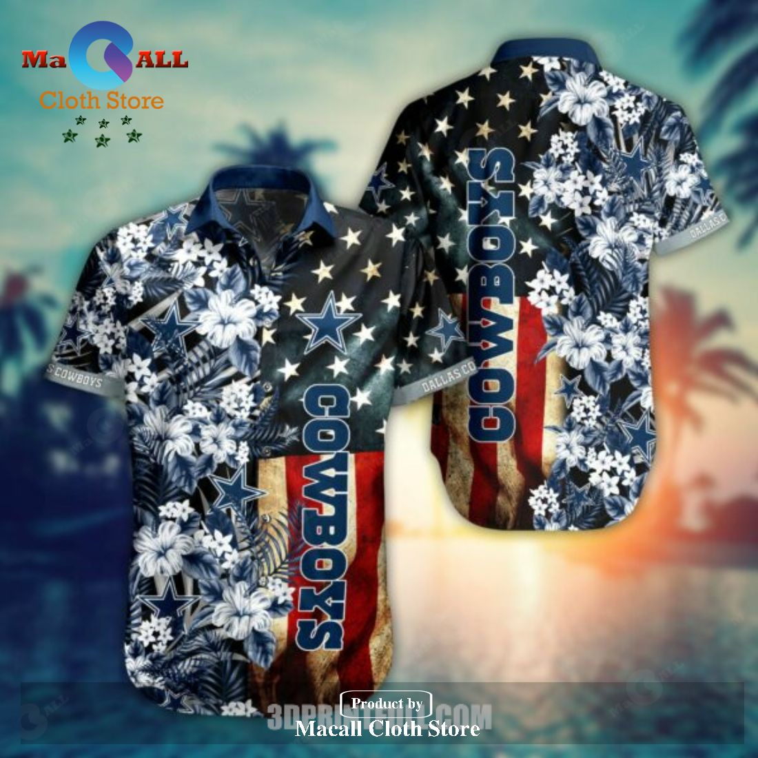 NFL Dallas Cowboys Hawaiian Shirt Flag Flower LIMITED EDITION