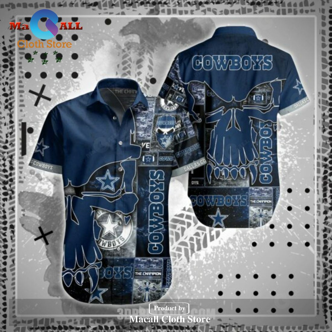 NFL Dallas Cowboys Hawaiian Shirt Short Skull All over print LIMITED EDITION