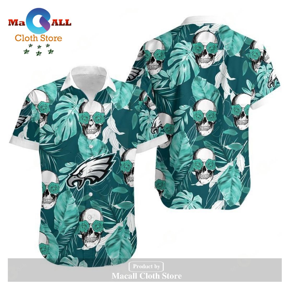 Philadelphia Eagles Coconut Leaves And Skulls Hawaii Shirt and Shorts LIMITED EDITION Philadelphia Eagles Coconut Leaves And Skulls Hawaii Shirt and Shorts LIMITED EDITION