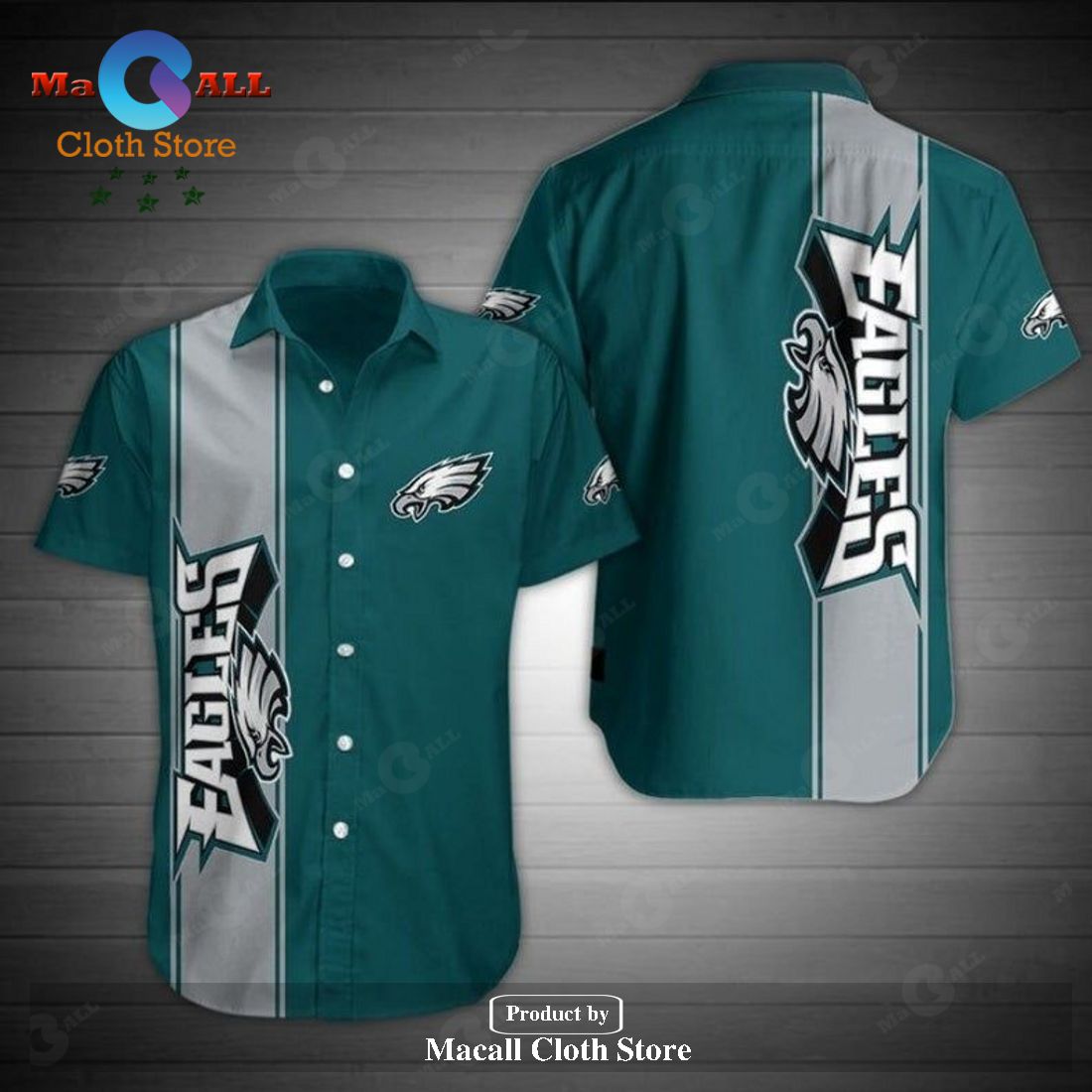 Philadelphia Eagles Team Color Button NFL Hawaiian Graphic Print Shirt and Short LIMITED EDITION Philadelphia Eagles Team Color Button NFL Hawaiian Graphic Print Shirt and Short LIMITED EDITION