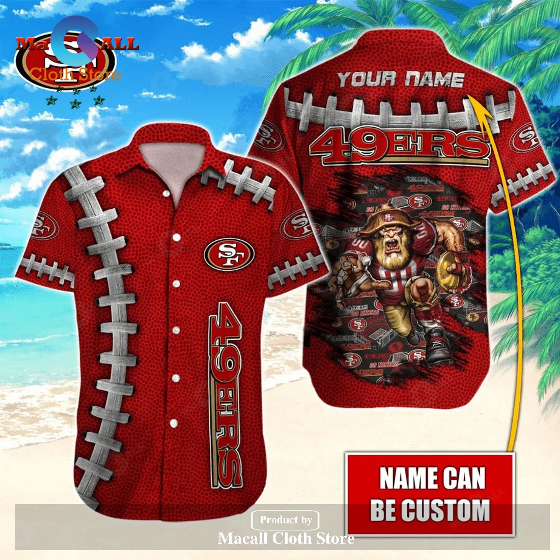 49ers Button Up Shirt Logo Pattern 49ers Hawaii Shirt Gift For Niners Fans  - Personalized Gifts: Family, Sports, Occasions, Trending