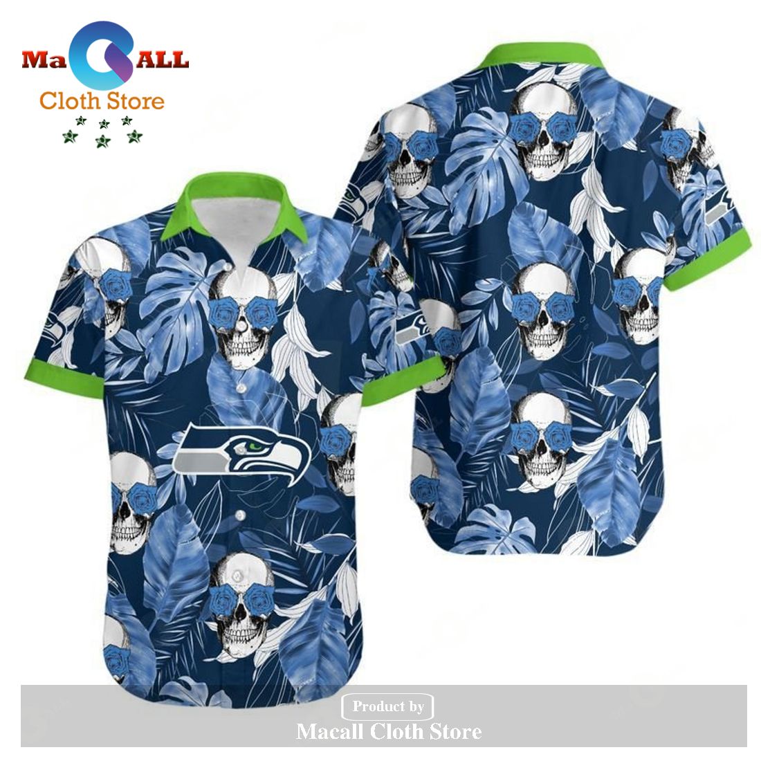 Seattle Seahawks Coconut Leaves And Skulls Hawaii Shirt and Shorts Summer Collections LIMITED EDITION Seattle Seahawks Coconut Leaves And Skulls Hawaii Shirt and Shorts Summer Collections LIMITED EDITION