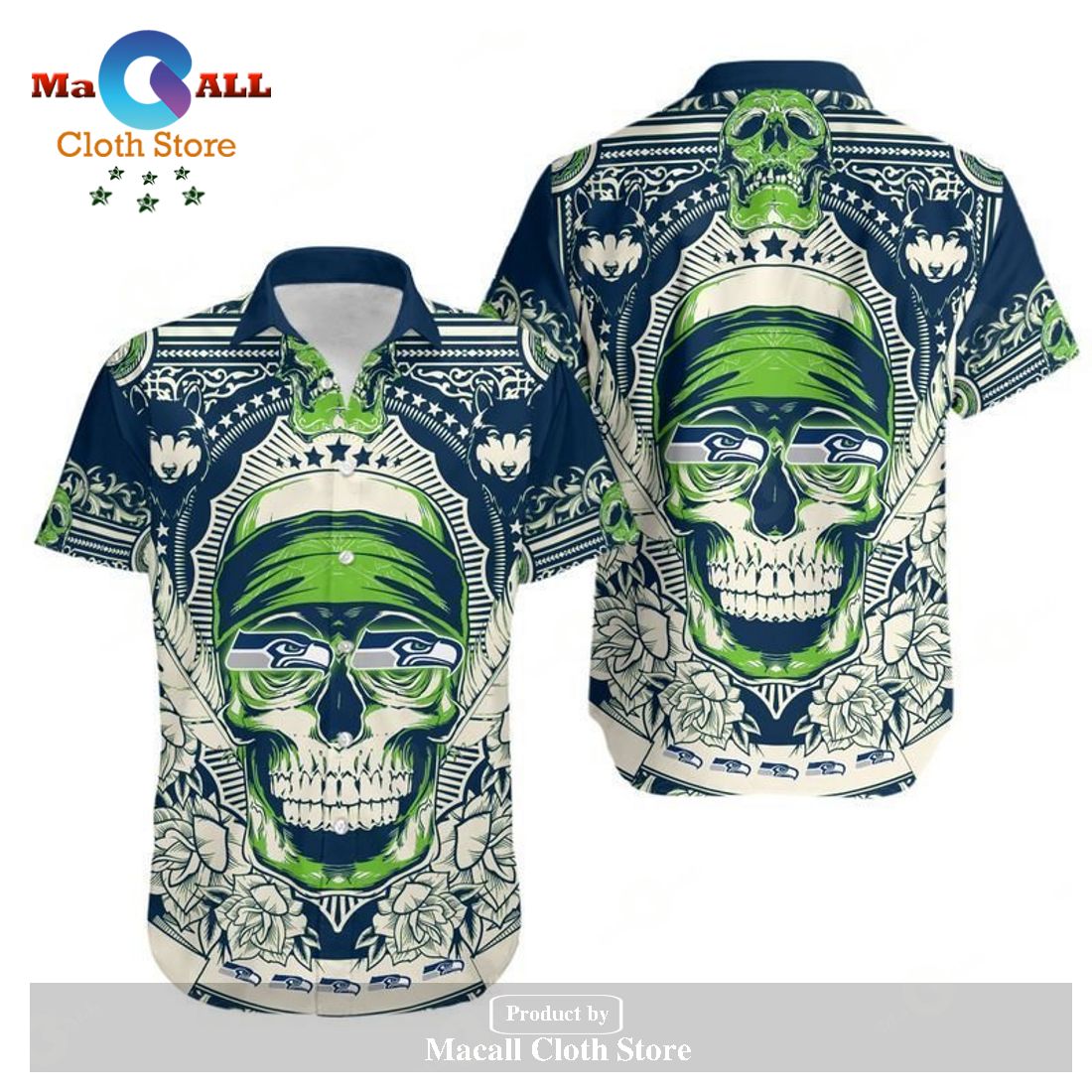 Seattle Seahawks Skull NFL Gift For Fan Hawaii Shirt and Shorts Summer ...