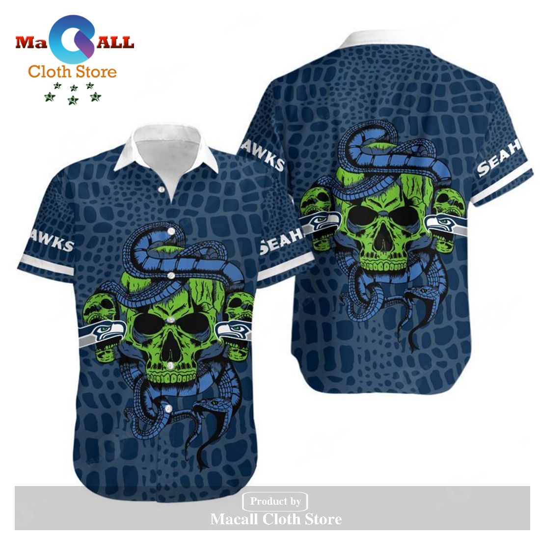 Seattle Seahawks Snake And Skull Hawaii Shirt and Shorts Summer Collections LIMITED EDITION