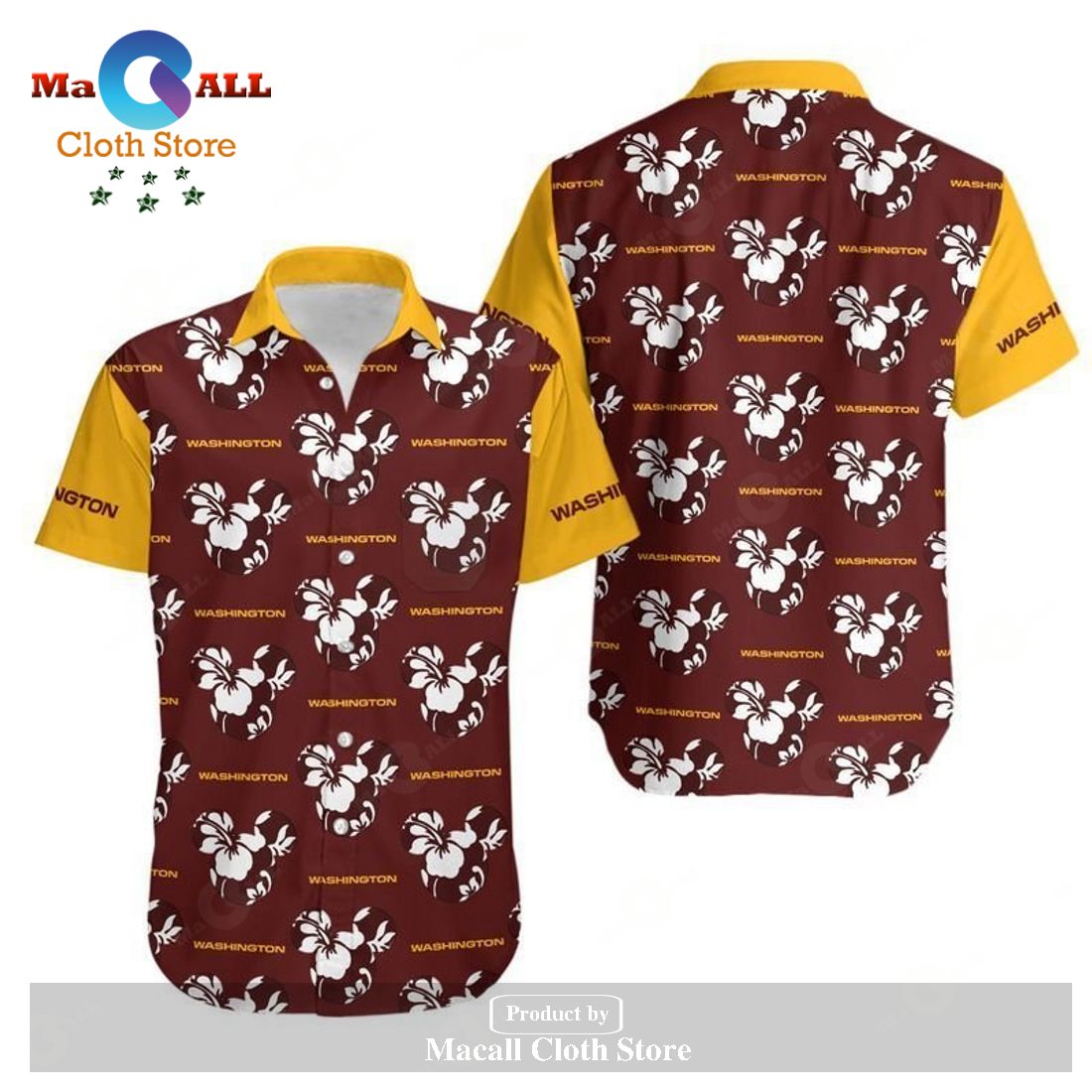 Washington Football Team Mickey and Flowers Hawaii Shirt and Shorts LIMITED EDITION