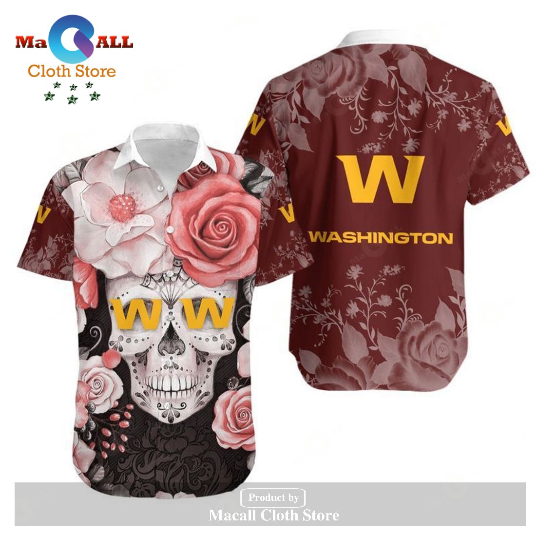 Washington Football Team Skull NFL Gift For Fan Hawaiian Graphic Print LIMITED EDITION