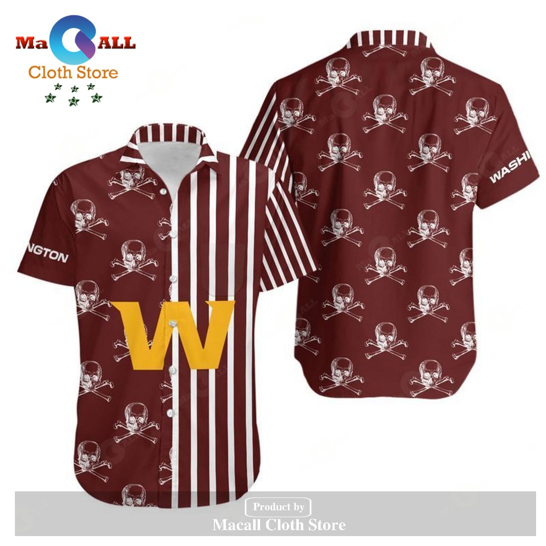 Washington Football Team Stripes and Skull Hawaii Shirt and Shorts LIMITED EDITION