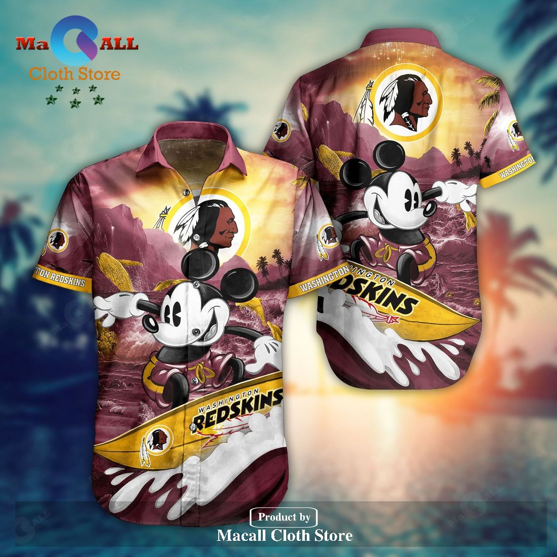 Washington Redskins Mickey NFL Hawaiian Shirt and Short LIMITED EDITION