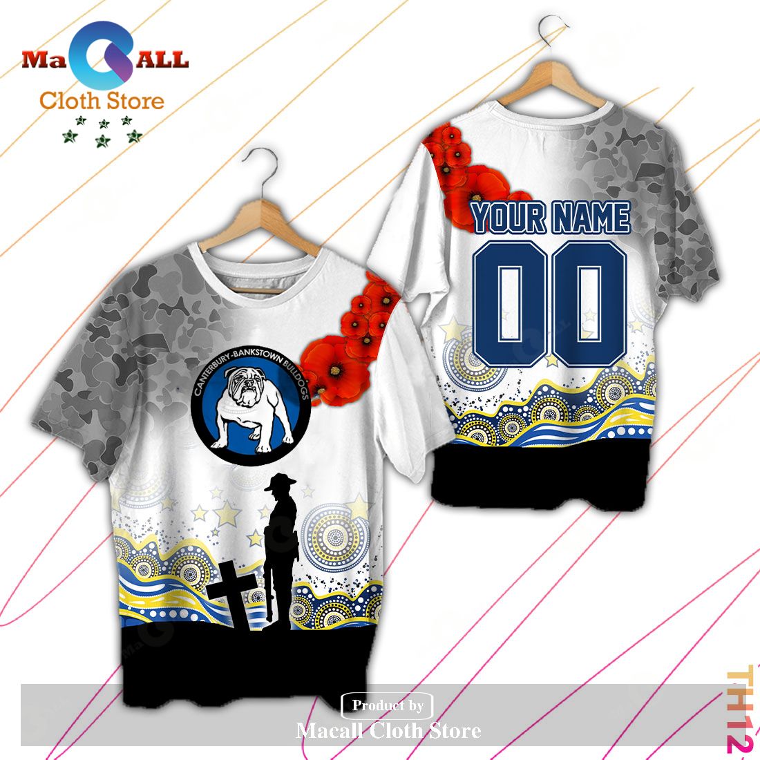 Personalized NRL Canterbury Bankstown Bulldogs Anzac Day Hoodie Sweatshirt 3D LIMITED EDITION