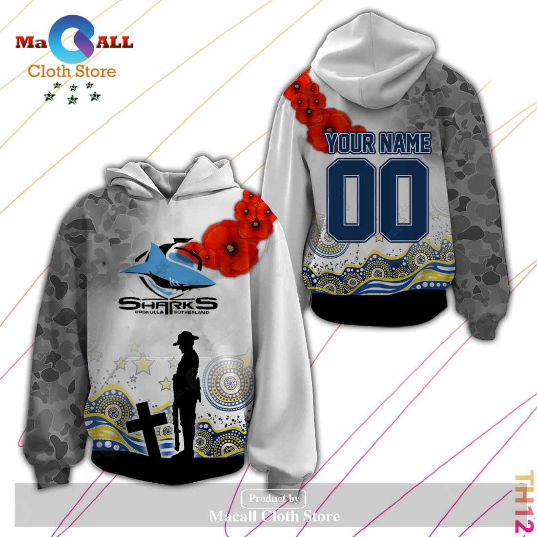 Personalized NRL Cronulla Sutherland Sharks Anzac Day Hoodie Sweatshirt 3D LIMITED EDITION Personalized NRL Cronulla Sutherland Sharks Anzac Day Hoodie Sweatshirt 3D LIMITED EDITION
