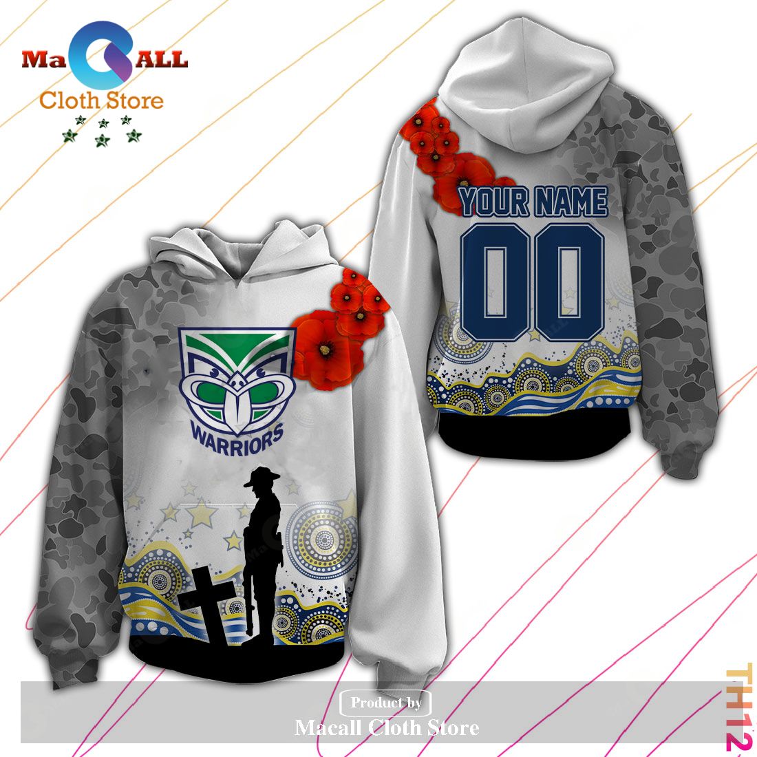 Personalized NRL New Zealand Warriors Anzac Day Hoodie Sweatshirt 3D