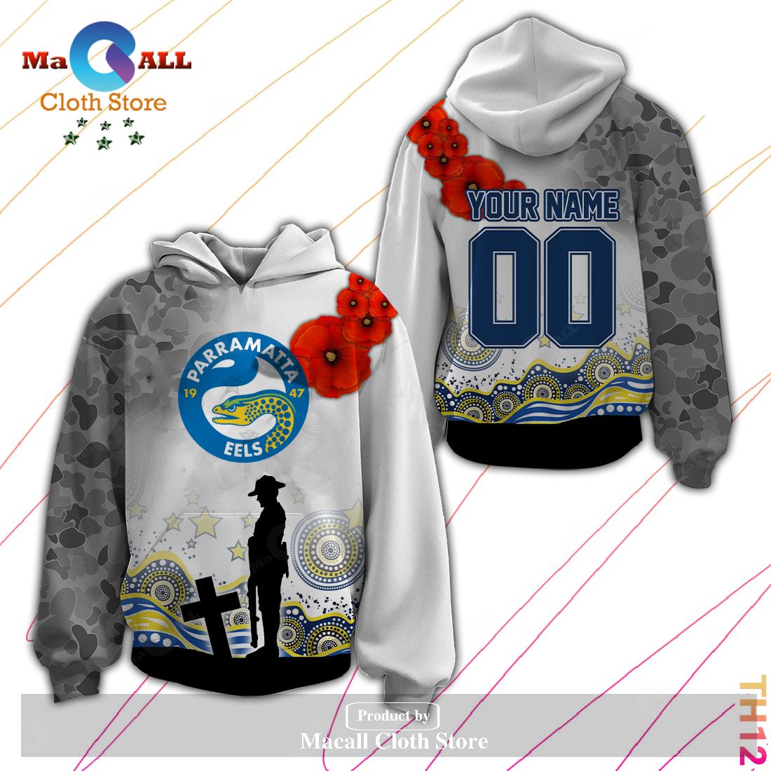 Personalized NRL Parramatta Eels Anzac Day Hoodie Sweatshirt 3D LIMITED EDITION Personalized NRL Parramatta Eels Anzac Day Hoodie Sweatshirt 3D LIMITED EDITION