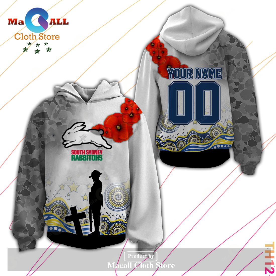 Personalized NRL South Sydney Rabbitohs Anzac Day Hoodie Sweatshirt 3D LIMITED EDITION Personalized NRL South Sydney Rabbitohs Anzac Day Hoodie Sweatshirt 3D LIMITED EDITION
