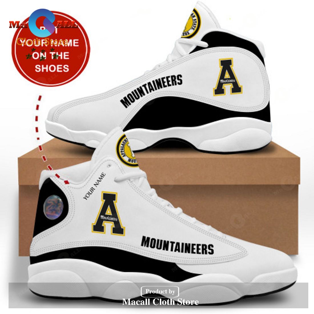 Appalachian State Mountaineers Personalized Air Jordan 13 Sneakers Sport  Gift Shoes For Fan POD Design