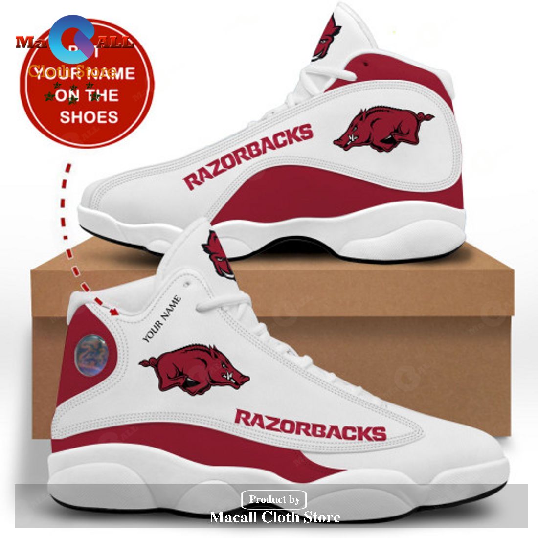 Arkansas Razorbacks Personalized Air Jordan 13 Sneakers Sport Gift Shoes For Fan POD Design
