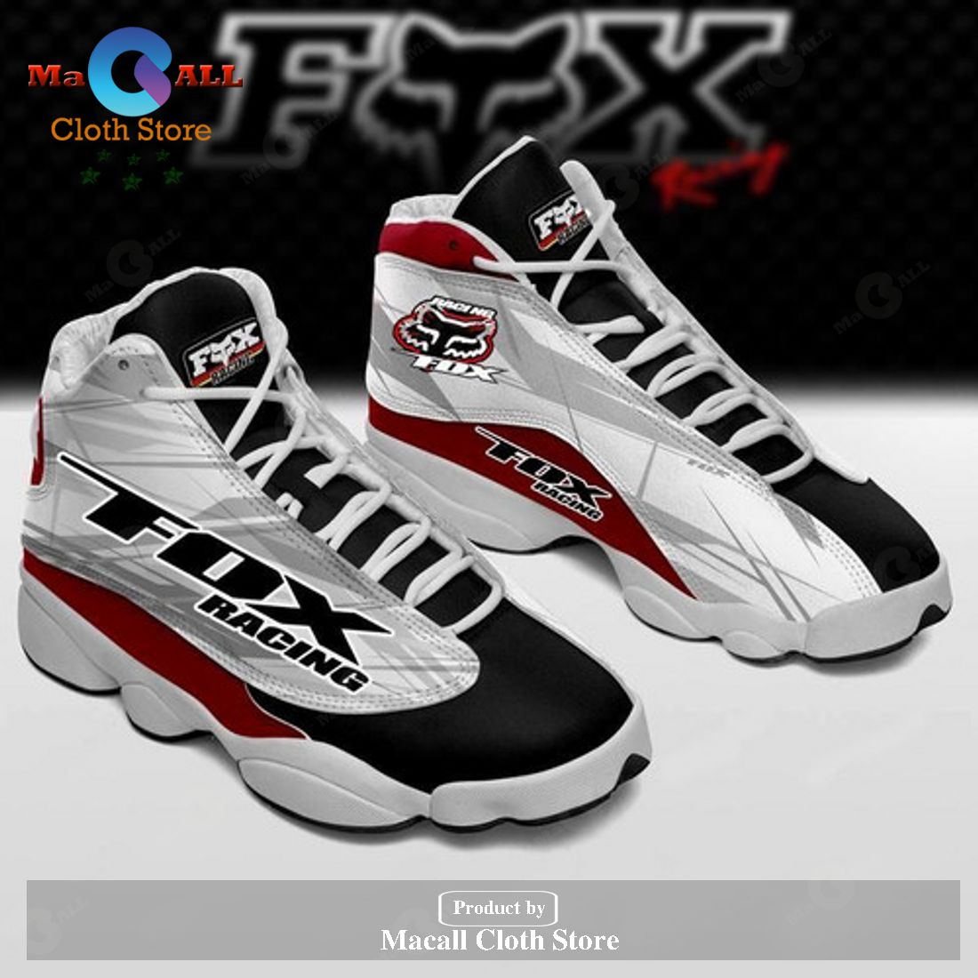 Fox Racing Motocross Mountain Bike Gear form AIR Jordan 13 Sneakers Gift Shoes For Fan POD Design