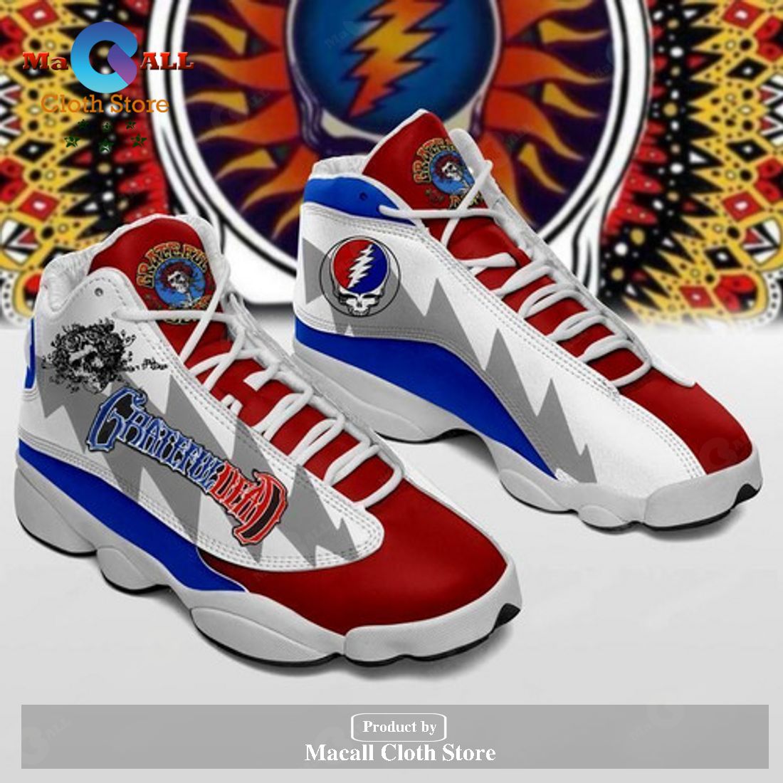 Grateful Dead form AIR Jordan 13 Sneakers Gift Shoes For Fan POD Design