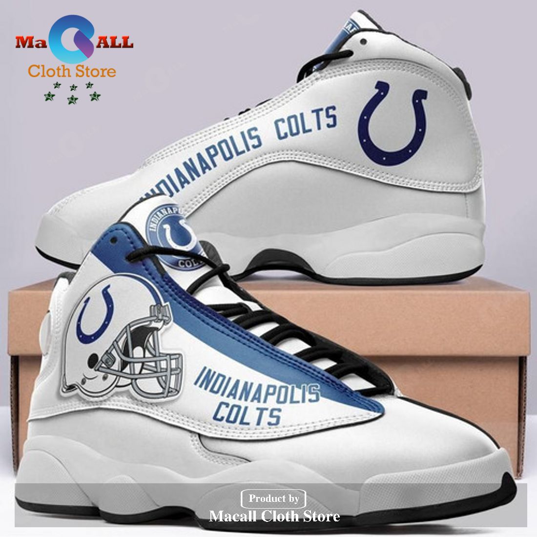 Indianapolis Colts Camo Pattern Air Jordan 13 Shoes For Fans