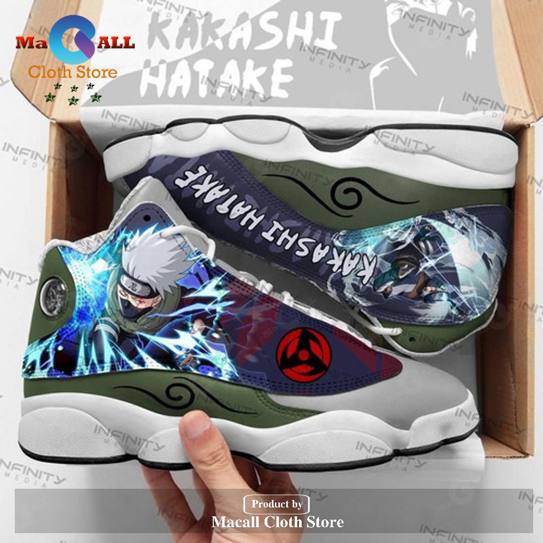 Kakashi Hatake form AIR Jordan 13 Sneakers-Naruto Anime Sneakers Gift Shoes For Fan POD Design Kakashi Hatake form AIR Jordan 13 Sneakers-Naruto Anime Sneakers Gift Shoes For Fan POD Design