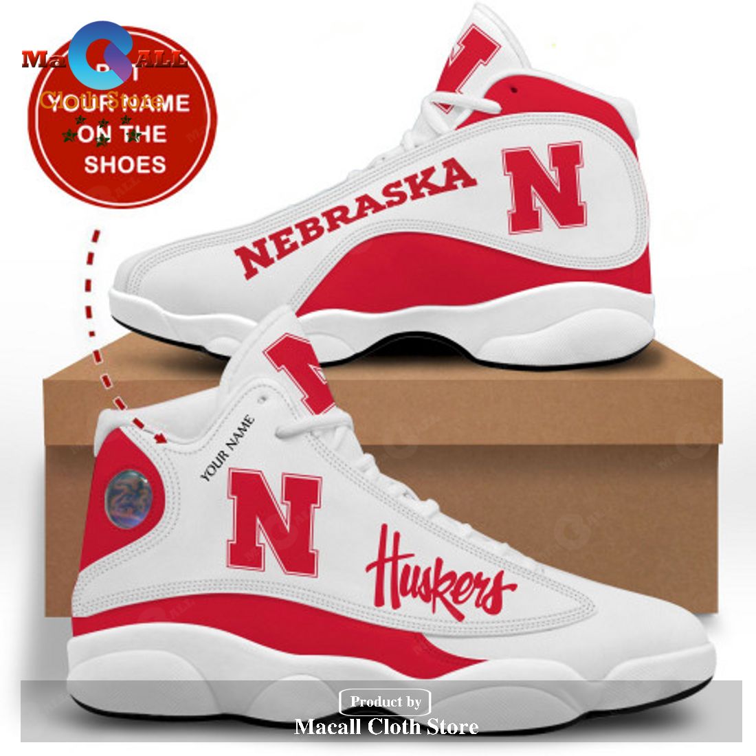 Nebraska Cornhuskers Personalized Air Jordan 13 Sneakers Sport Gift Shoes For Fan POD Design Nebraska Cornhuskers Personalized Air Jordan 13 Sneakers Sport Gift Shoes For Fan POD Design